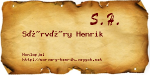 Sárváry Henrik névjegykártya